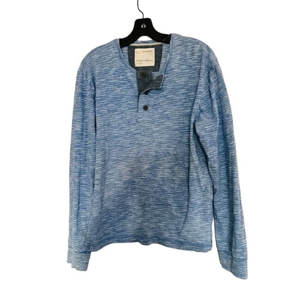 BANANA REPUBLIC HENLY Heather Blue Long Sleeve T-Shirt Size Large